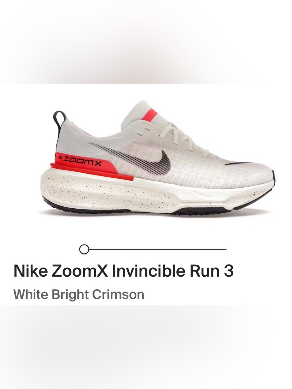 Nike White ZoomX Invincible Run 3 White Crimson